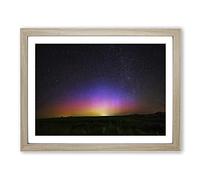 Landscape View of Space from Earth Modern Framed Wall Art Print, Ready to Hang Picture for Living Room Bedroom Home Office Décor, Oak A3 (46 x 34 cm)