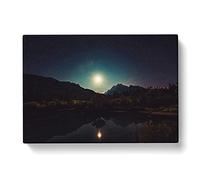 Landscape View of Space from Earth No.2 Modern Canvas Wall Art Print Ready to Hang, Framed Picture for Living Room Bedroom Home Office Décor, 50x35 cm (20x14 Inch)