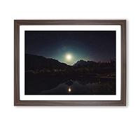Landscape View of Space from Earth No.2 Modern Framed Print | A3 Walnut Framed Wall Art | Ready to Hang | Modern Space Picture | Living Room Bedroom Lounge Office