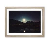 Landscape View of Space from Earth No.2 Modern Framed Print | A4 Oak Framed Wall Art | Ready to Hang | Modern Space Picture | Living Room Bedroom Lounge Office