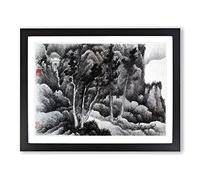 Landscape Vol.2 By Gong Xian Asian Japanese Framed Print | A2 Black Framed Wall Art | Ready to Hang | Asian Nature Picture | Living Room Bedroom Lounge Office