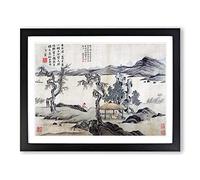 Landscape Vol.3 By Tang Yin Asian Japanese Framed Wall Art Print, Ready to Hang Picture for Living Room Bedroom Home Office Décor, Black A2 (64 x 46 cm)