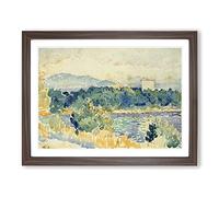 Landscape Vol.4 By Henri Edmond Cross Classic Painting Framed Print | A4 Walnut Framed Wall Art | Ready to Hang | Classic Religious Picture | Living Room Bedroom Lounge Office