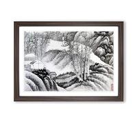 Landscape Vol. 6 by Gong Xian Framed Print | A2 Walnut Framed Wall Art | Ready to Hang | Modern Nature Picture | Living Room Bedroom Lounge Office