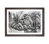 Landscape Vol.6 by Shen Zhou Framed Print | A2 Walnut Framed Wall Art | Ready to Hang | Modern Nature Picture | Living Room Bedroom Lounge Office