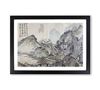 Landscape Vol.6 by Tang Yin Framed Print | A2 Black Framed Wall Art | Ready to Hang | Modern Nature Picture | Living Room Bedroom Lounge Office