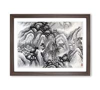 Landscape Vol.7 By Gong Xian Asian Japanese Framed Print | A2 Walnut Framed Wall Art | Ready to Hang | Asian Nature Picture | Living Room Bedroom Lounge Office