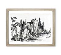 Landscape Vol.7 By Shen Zhou Asian Japanese Framed Print | A2 Oak Framed Wall Art | Ready to Hang | Asian Nature Picture | Living Room Bedroom Lounge Office