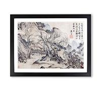 Landscape Vol.7 By Tang Yin Asian Japanese Framed Print | A3 Black Framed Wall Art | Ready to Hang | Asian Nature Picture | Living Room Bedroom Lounge Office