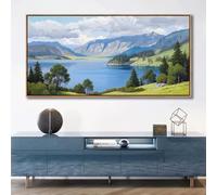 Landscape Wall Art for Living Room - with Mountain and Lake Scenery Pictures Wall Decor Large Canvas Wall Art, Forest and Nature Wall Decor for Bedroom, Green Artwork Prints for Above Bed 20×40IN