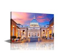 Landscape Wall Decor 1 Panels Modern Wall Art Rome, Vatican City View Pictures Print on Canvas for Home Wall Decorations, City Artwork Gallery-Wrapped Ready to Hang, 24" Wx16 H