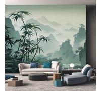 Landscape Wallpaper for Living Room, Mountain Tree Asian Wall Mural for Bedroom, Non-Woven Photo Wallpaper Home Decor 450X315cm, Wall Decoration D6