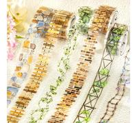 Landscape Washi Tape Scrapbook Stickers Scrapbook Accessories Garden Path Fence PET Washi Sticker Aesthetic Green Plants Brick Wall Washi Tape Scrapbooking Sticker Journal Sticker Journaling