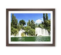 Landscape Waterfall Croatia No.1 Modern Framed Wall Art Print, Ready to Hang Picture for Living Room Bedroom Home Office Décor, Walnut A2 (64 x 46 cm)