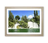Landscape Waterfall Croatia No.1 Modern Framed Wall Art Print, Ready to Hang Picture for Living Room Bedroom Home Office Décor, Oak A3 (46 x 34 cm)