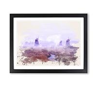Landscape Windmill & Stream Modern FC Framed Print | A2 Black Framed Wall Art | Ready to Hang | Modern Nature Picture | Living Room Bedroom Lounge Office