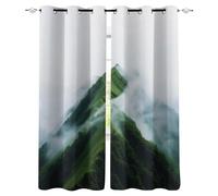 Landscape Window Curtain Blackout Clouds Green Mountains UV Protection Thermal Insulation Window Drapes With Grommet Curtains for Living Room Windows Bedroom Study W59 x L137 CM 2 Panels