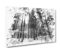 Landscape Winter Forest V4 Modern Canvas Wall Art Print Ready to Hang, Framed Picture for Living Room Bedroom Home Office Décor, 24x16 Inch (60x40 cm)