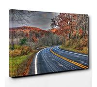 Landscape Wisconsin Road Through Forest USA Canvas Print | Gallery Wrapped 30mm Frame Wall Art | 30x20 inches | Ready to Hang | Modern Landscape Picture | Living Room Bedroom Lounge Office