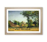 Landscape with A Farm by Camille Pissarro Framed Print | A2 Oak Framed Wall Art | Ready to Hang | Modern Nature Picture | Living Room Bedroom Lounge Office