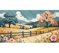 Landscape with A Flowering Tree and Fields of Flowers Wooden Puzzle Art Fun Challenging Educational Home Decor Gift for Men Women_500pcs