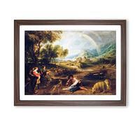 Landscape With A Rainbow By Peter Paul Rubens Classic Painting Framed Print | A2 Walnut Framed Wall Art | Ready to Hang | Classic Historical Picture | Living Room Bedroom Lounge Office