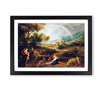 Landscape with A Rainbow by Peter Paul Rubens Framed Print | A2 Black Framed Wall Art | Ready to Hang | Modern Nature Picture | Living Room Bedroom Lounge Office