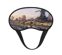 Landscape with A Traditional Windmill Sleep Mask for Women Girls Men Soft Comfortable Eye Mask with Adjustable Strap Blackout Eye Sleep Shade Cover for Travel Yoga Nap Shift Work