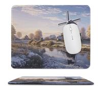Landscape with A Windmill Stitched Edge Mouse Pad