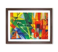 Landscape With Animals By Franz Marc Classic Painting Framed Print | A4 Walnut Framed Wall Art | Ready to Hang | Classic Historical Picture | Living Room Bedroom Lounge Office