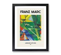 Landscape With Animals By Franz Marc Exhibition Museum Painting Framed Print | A3 Black Framed Wall Art | Ready to Hang | Modern Historical Picture | Living Room Bedroom Lounge Office