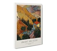 Landscape With Border By Vincent Van Gogh Canvas Print | Gallery Wrapped 30mm Frame Wall Art | 24x16 inches | Ready to Hang | Impressionist Landscape Picture | Living Room Bedroom Lounge Office