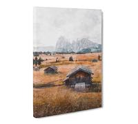Landscape With Cabins Canvas Print | Gallery Wrapped 30mm Frame Wall Art | 20x14 inches | Ready to Hang | Modern Landscape Picture | Living Room Bedroom Lounge Office