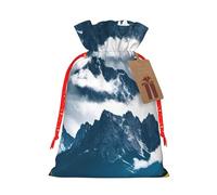 Landscape With Mountains And Clouds Linen Drawstring Gift Bag Xmas Party Candy Bag Reusable Storage Pouches