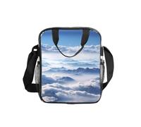 Landscape With Mountains And Clouds Print Clear Pvc Waterproof Tote Transparent See Through Lunch Handbag,Travel Toiletry Bag,Women Men Work Shopping