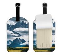 Landscape with Mountains and Clouds Print Luggage Travel Bag Tags Luggage Tag Holder Name Labels Set for Men Women