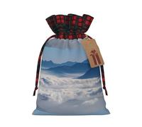 Landscape With Mountains And Clouds Printed Gift Bag, Perfect Color Blocking Burlap Gift Bag