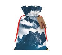 Landscape With Mountains And Clouds Printing Christmas Drawstring Gift Bags Holiday Present Sacks For Xmas Party Celebration