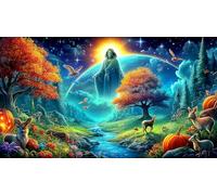 landscape-with-trees-flo Jigsaw Puzzles 1000 Pieces Fun and Challenging Family Game Puzzle Game Great Gift Idea for The Whole for Women, Gifts for Men 38x52cm/1000pcs