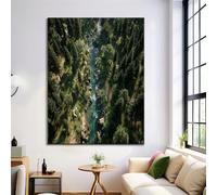 Landscapes Vegetation Wall Art Forests Rivers Canvas Prints, Forest Green Posters Modern Painting Pictures for Bedroom Living Room Hallway Office Decorations 12x16in Unframed