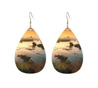 Landscapes With The Rivers Acrylic Hoop Earrings For Women Teardrop Dangle Earrings Lightweight Fashion Jewelry Gifts Outfits Accessories For Women Ladies