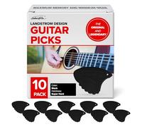 Landstrom Design Sharkfin Super Hard Guitar Picks (Black, 10 Pack) | 3 Play Edge Design for Various Tones | Premium Nylon Bass Guitar Picks | The Original & Legendary Sharkfin from Sweden