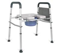 LandTale 3-in-1 Bedside Commode, Porta Potty Chair for Adults with Sturdy Dual-Crossbar Support Construction, Stable Raised Toilet Seat 400 Lbs Bedside Commodes for Seniors