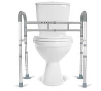 LandTale Toilet Safety Rails, Adjustable Toilet Rails for Elderly Adults Senior Disabled Handicap, Toilet Assistance Handles Safety Frames, Fit for Most Toilet, Foldable & Portable