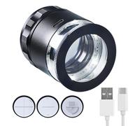 Landtek 10X Rechargeable Loupe Magnifier with 3 Glass Reticle Scale Jewelers Loupe with Detachable Multi-Function Scale, Jewelers Magnifying Glass with LED Light for Coins Stamps Jewelry