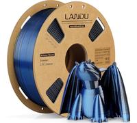 LANDU Silk Dual Color PLA 3D Printer Filament 1.75mm,Shiny Silk Black Blue PLA 3D Printing Filament,Dimensional Accuracy +/- 0.02mm Multicolor PLA 1kg (2.2lbs) Fits for Most 3D Printers