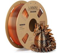 LANDU Silk Dual Color PLA Filament 1.75mm 1KG, 3D Printer Filament Dimensional Accuracy +/- 0.02mm, Coextrusion Filament PLA Shiny Filament Fits for Most FFF 3D Printers,1KG Spool,Black Orange