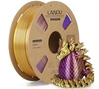 LANDU Silk Dual Color PLA Filament 1.75mm 1KG, 3D Printer Filament Dimensional Accuracy +/- 0.02mm, Coextrusion Filament PLA Shiny Filament Fits for Most FFF 3D Printers,1KG Spool,Gold Purple
