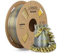 LANDU Silk Dual Color PLA Filament 1.75mm 1KG, 3D Printer Filament Dimensional Accuracy +/- 0.02mm, Coextrusion Filament PLA Shiny Filament Fits for Most FFF 3D Printers,1KG Spool,Gold Silver