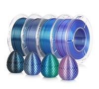 LANDU Silk PLA 3D Printer Filament Bundle, Shiny Dual Color Filament 1.75mm Pack, Multi Color Change 3D Printing Filament for Most FFF 3D Printer,Dimensional Accuracy +/-0.02mm,200g x 4 Spools